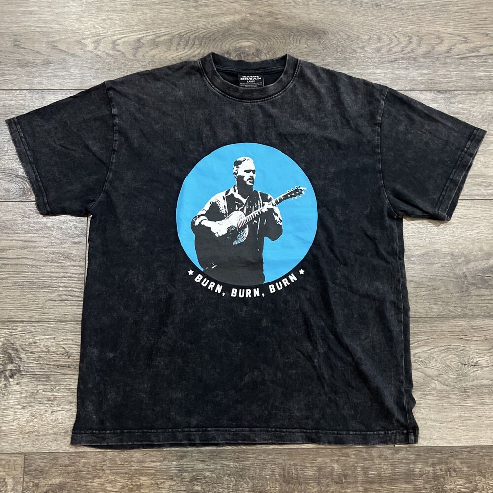Zach Bryan Burn Burn Burn Tour T-Shirt Country Music Faded Black  - Men’s Large